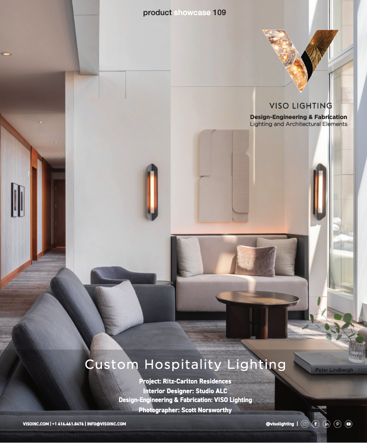 Custom VISO Wall Sconces at the Ritz-Carlton Featured in HD Magazine
